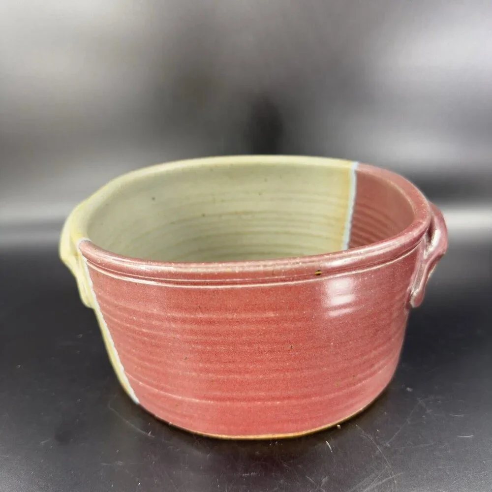Hand Made Studio Art Pottery Bowl Dish With Handles Signed B‎ Creek Planter Pot